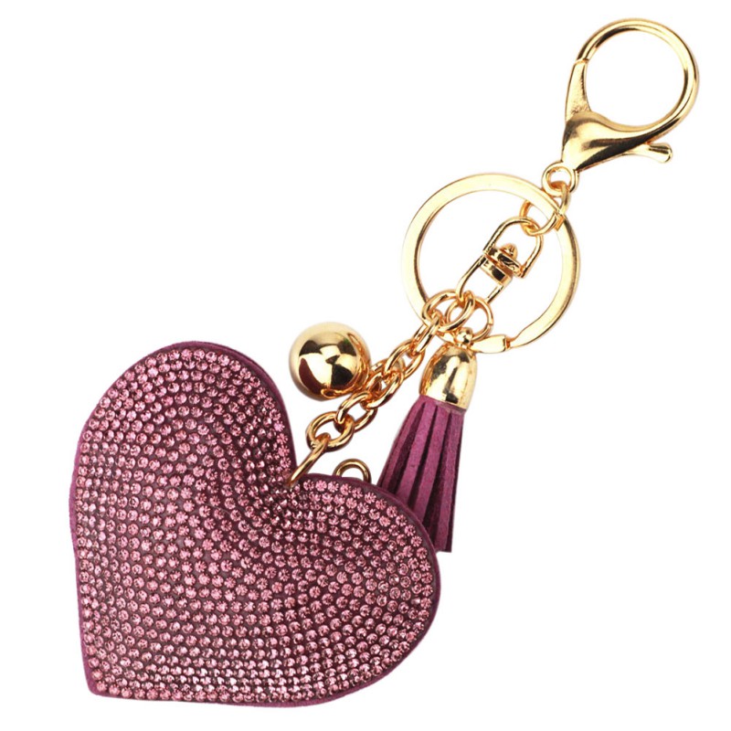 Crystal Rhinestone Heart Shape Keychain Keyring Pendant Bag Key Chain